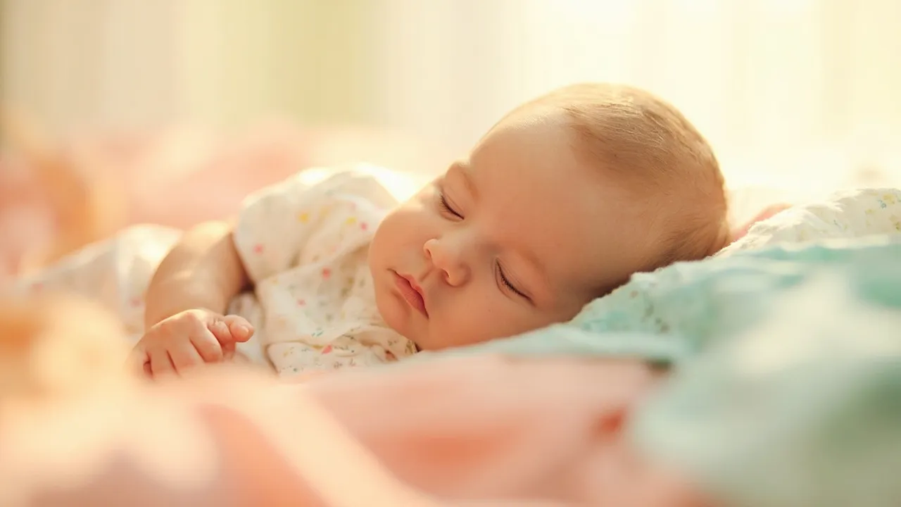 Fotografin bei einer zarten Baby-Aufnahme in einem pastelligen Studio